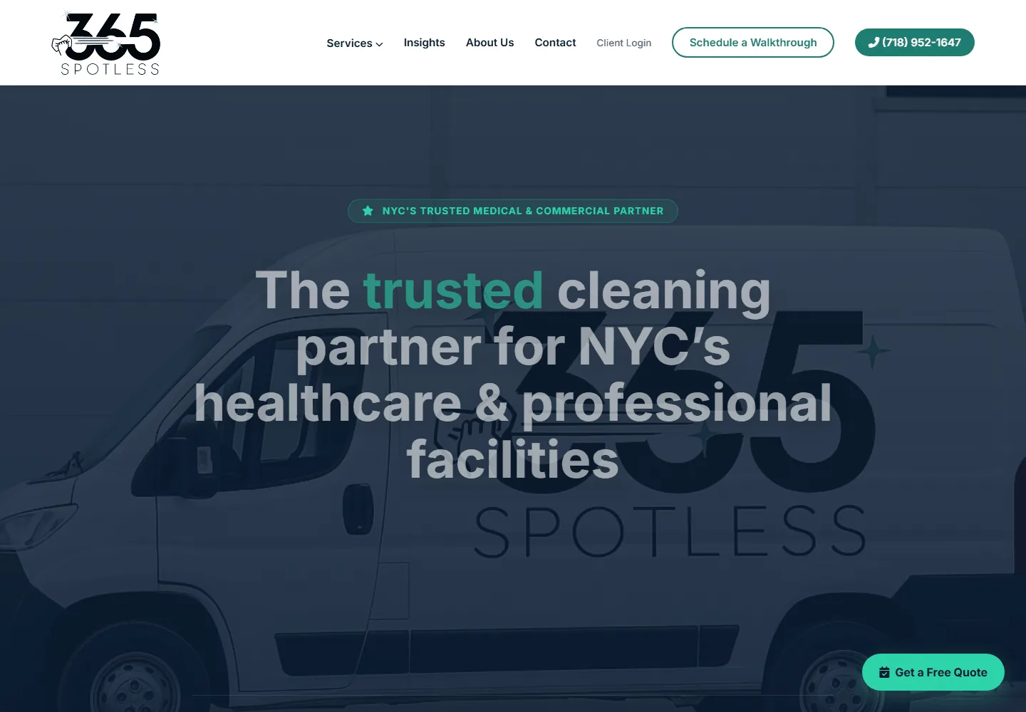 365 Spotless website with its cleaning services and enquiry journey